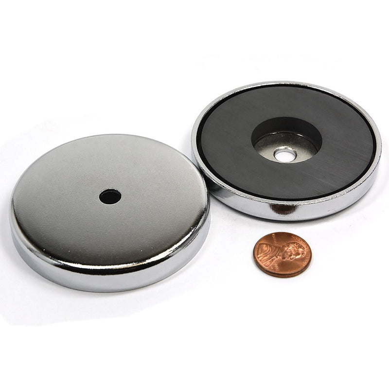 CMS Magnetics Powerful Cup Magnets 80 LB Holding Power Dia 2.65", Large & Strong Ceramic Round Base Magnets with Mounting Hole, 3 Pieces - LeoForward Australia