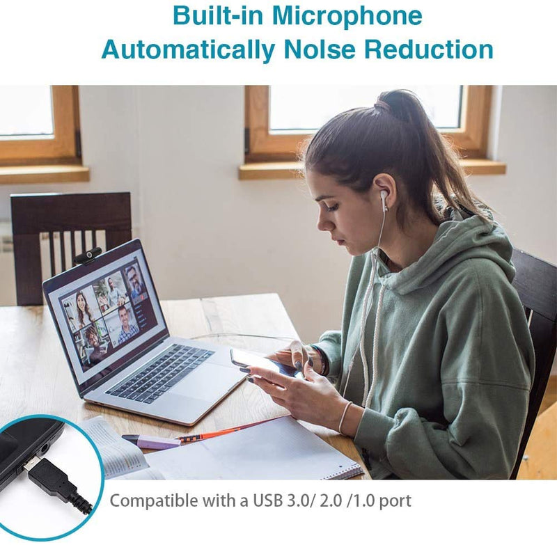  [AUSTRALIA] - 4K Webcam, HD Webcam 8MP- Laptop PC Desktop Computer Web Camera with Microphone, USB Webcams for Video Calling Recording Streaming Video Conference, Webcam with Mini Tripod,Privacy Shutter.