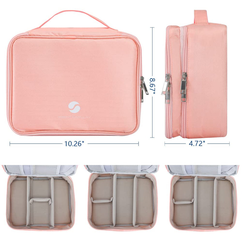 [AUSTRALIA] - Travel Electronics Organizer, Waterproof Cable Organizer Bag for Electronic Accessories Double Layer Large Shockproof Cable Storage Bag for Cord, Power Bank, Tablet(Up to iPad 11 inch)-Pink Pink