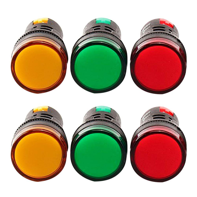  [AUSTRALIA] - ULTECHNOVO 6 Piece LED Power Indicator Indicator Light LED Signal Lights 24V Red Yellow Green Green Indicator Light for DIY Projects Electric Switch Panel Hvac