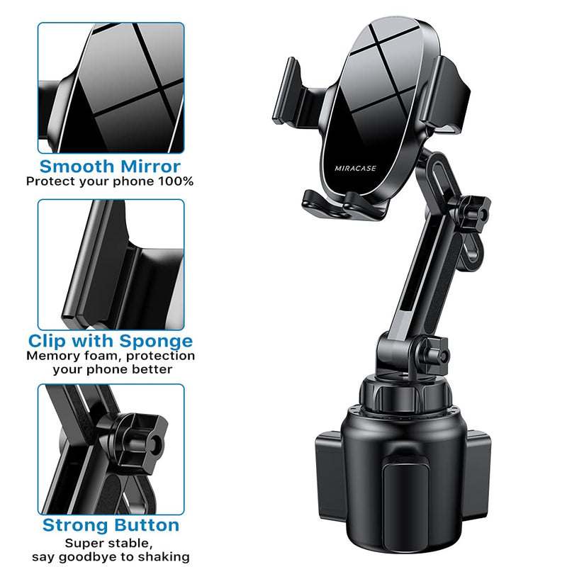  [AUSTRALIA] - Miracase [Upgraded Version] Cup Phone Holder for Car, Universal Adjustable Long Neck Phone Mount Cradle Friendly Compatible with iPhone Samsung Google and All Smartphones