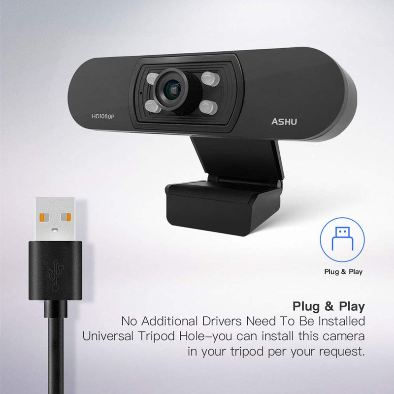  [AUSTRALIA] - 1080P Webcam with Microphone, Full HD Computer Webcam USB Desktop Camera for Pc Laptop Compatible with Windows, Android for Video Conferencing, Online Classes, Gaming, Video Chat