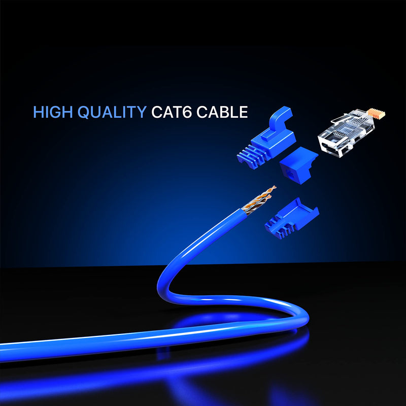  [AUSTRALIA] - Ethernet Cable 1 ft CAT6 High Speed Internet Network LAN Patch Cable Cord - 20 Pack (1 feet, Blue) 1 Feet