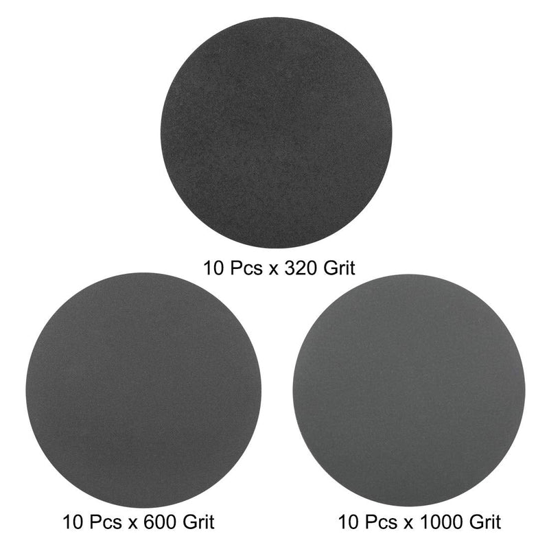  [AUSTRALIA] - uxcell 5-Inch Hook and Loop Sanding Disc Wet/Dry Silicon Carbide 320/600/1000 Grit Assorted 30 Pcs