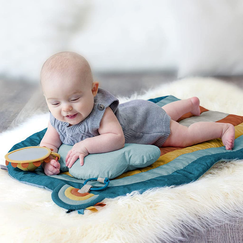  [AUSTRALIA] - Itzy Ritzy Tummy Time Play Mat, Includes Cloud-Shaped Bolster, Mirror & Crinkle Sound Toy, Rainbow