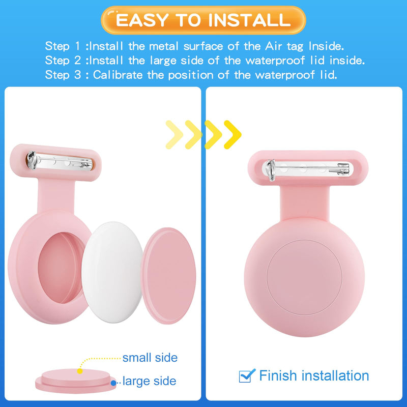  [AUSTRALIA] - Waterproof Air Tag Holder for Kids (2 Pack), Hidden Air Tag Case with Pin, GPS Tracker Clip Compatible with Apple Airtag, Suitable for Toddlers, Children, Elderly, Clothing, Backpack, Luggage. Pink/Grey Blue