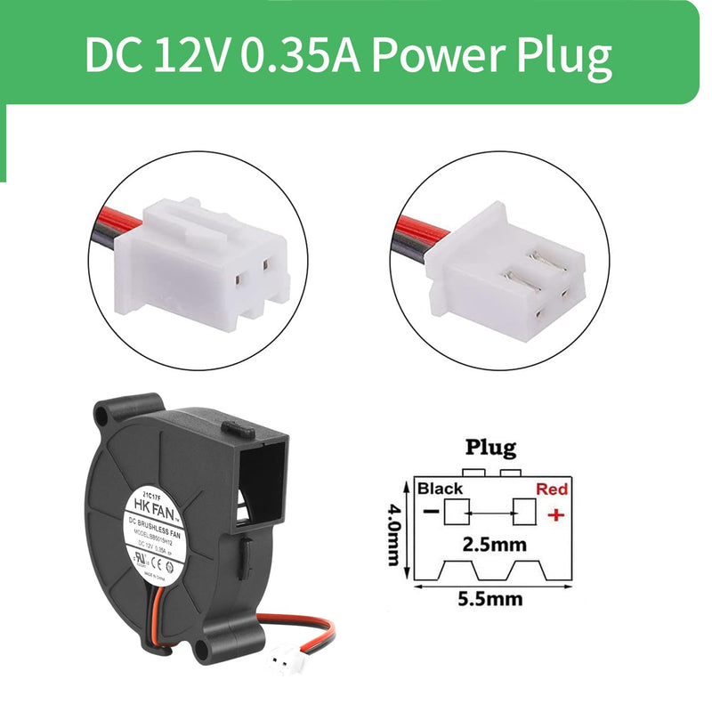  [AUSTRALIA] - Security-01 50mm x 15mm 5015 Blower Fan, DC 12V Ball Bearing Brushless Fan, 2-Pin