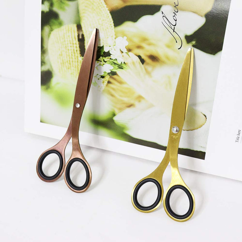  [AUSTRALIA] - Gold Scissors 6.7 Inches Precision Tailor Fabric Leather Sewing Scissors Art & Craft Paper Shear Cutting Tool for Home Office and School (Gold, 2 Packs) Gold