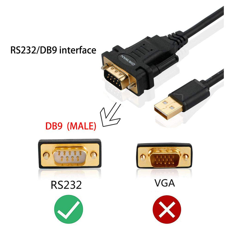 USB to RS232, OIKWAN USB Serial Adapter with FTDI Chipset,USB 2.0 to Male DB9 Serial Cable for Windows 10, 8, 7, Vista, XP, 2000, Linux and Mac OS(6ft)… 6FT USB to DB9 - LeoForward Australia