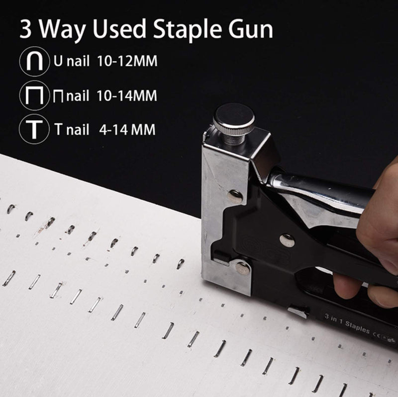  [AUSTRALIA] - Edward Tools Pro 3 in 1 Heavy Duty Staple Gun with 600 Staples - for Upholstery, Wood, Garden, Wire, Furniture, Roofing - D,U,T Type Staples - Quick Jam Clear - DIY