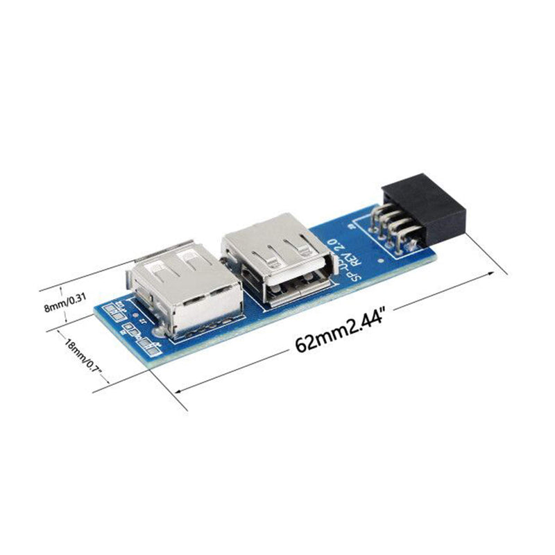 SinLoon 9pin USB 2.0 Female Pin Dual 2 Port USB Motherboard Header Adapter-1Type for PC (1) - LeoForward Australia