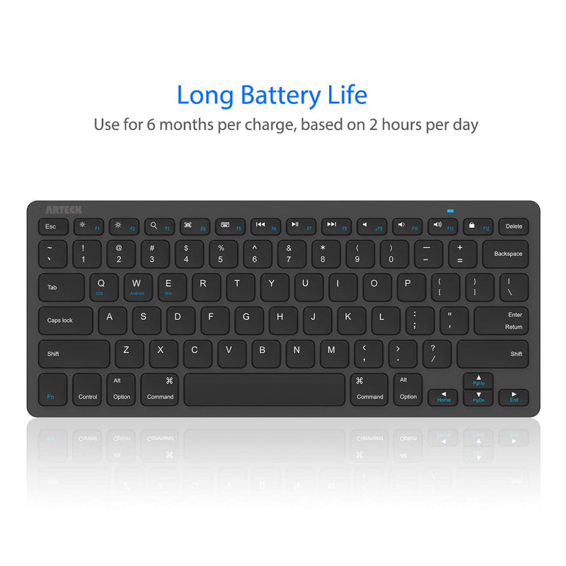  [AUSTRALIA] - Arteck Ultra-Slim Bluetooth Keyboard Compatible with iPad 10.2-inch/iPad Air/iPad 9.7-inch/iPad Pro/iPad Mini, iPhone and Other Bluetooth Enabled Devices Including iOS, Android, Windows, Black