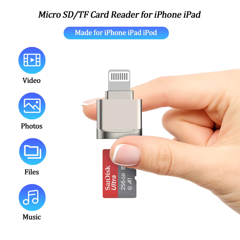  [AUSTRALIA] - [Apple MFi Certified] Micro SD Card Reader for iPhone,Lightning to Micro SD/TF Card Reader Viewer Micro SD Card Adapter for iPhone 14/13/12/11/XS/XR/X/8/7/iPad,Support iOS 16 and exFAT & FAT32, Gold