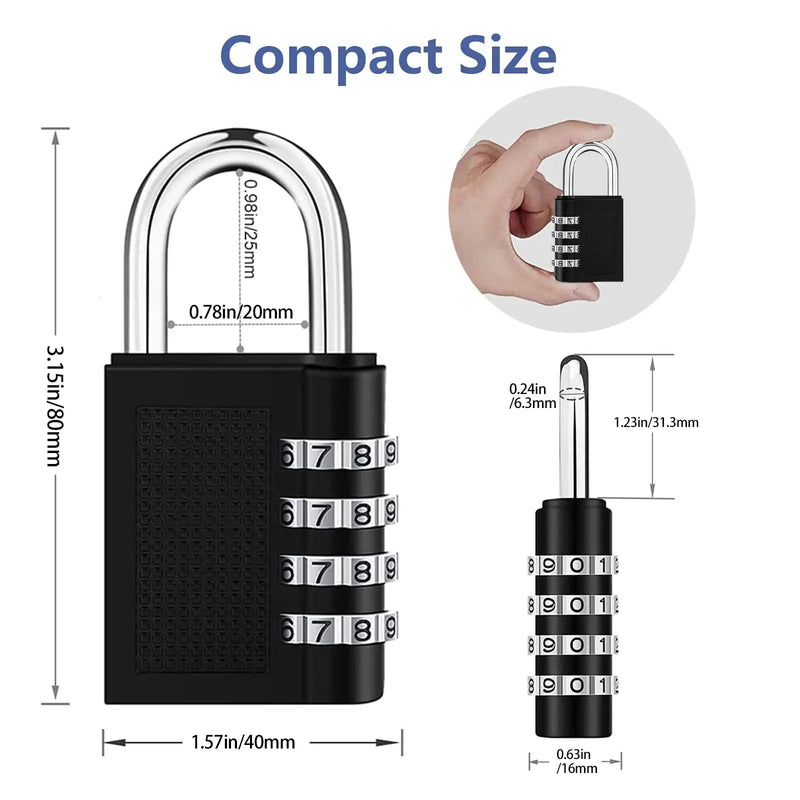  [AUSTRALIA] - Eilin 2 Pack 4 Digit Code Combination Small Lock Outdoor Indoor Waterproof Padlock 40cm - School Gym Sports Locker Hasp Storage Fence Gate Cooler Toolbox Stainless Steel Password Resettable Cut Proof 5 pack