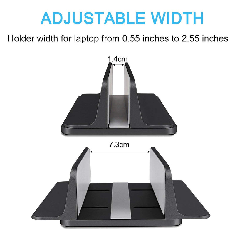  [AUSTRALIA] - JARLINK Vertical Laptop Stand, Adjustable Laptop Holder Desktop Stand with Adjustable Dock Size (up to 17.3 inches) Compatible with All MacBook/Surface/Dell/Gaming Laptops (Black) Black