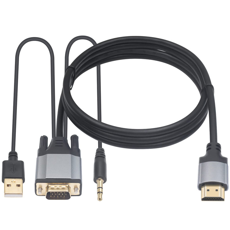  [AUSTRALIA] - Duttek VGA to HDMI Adapter Cable, 5FT Gold Plated 1080P Active VGA Digital to HDMI Analog Video Adapter with Audio Output Converter Cable for Desktop, Projector, HDTV, Raspberry Pi. (Not HDMI to VGA)