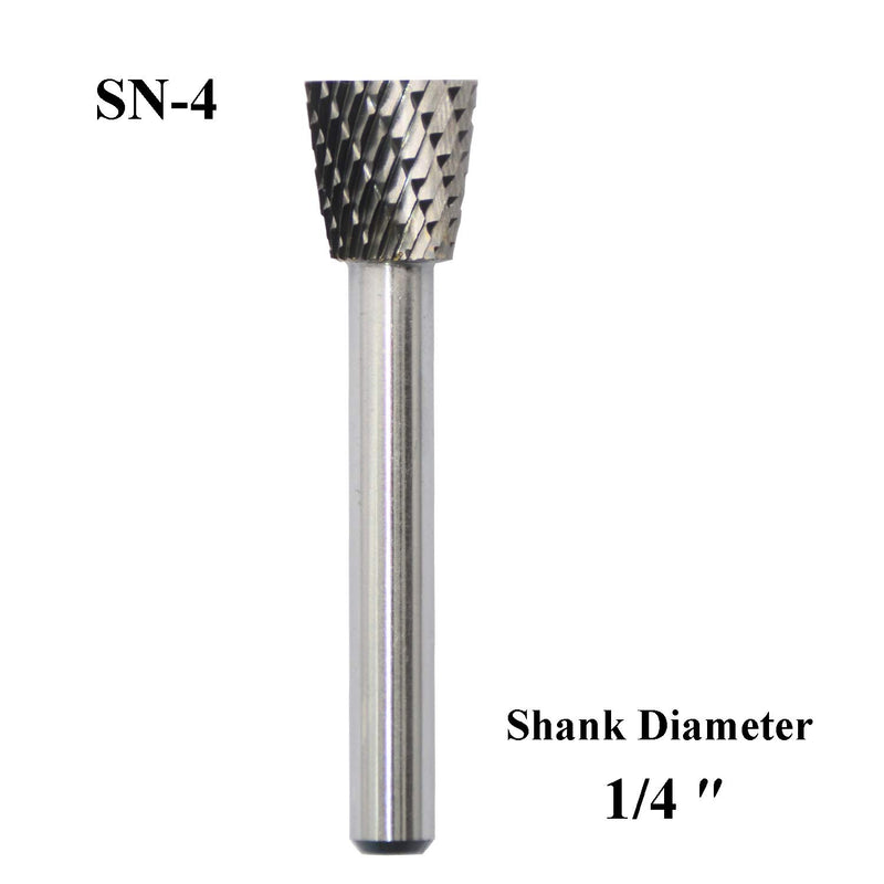 SN-4 Tungsten Carbide Burr Rotary File Inverted Cone Shape Double Cut with 1/4''Shank for Die Grinder Drill Bit - LeoForward Australia