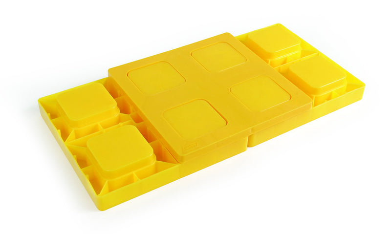 Camco Durable Leveling Block Caps - Securely Fits on Top of Your Leveling Blocks to Create An Even Surface Without Increasing Stack Height - 4 Pack (44500) , Yellow Leveling Block Caps - 4 Pack Standard Packaging - LeoForward Australia