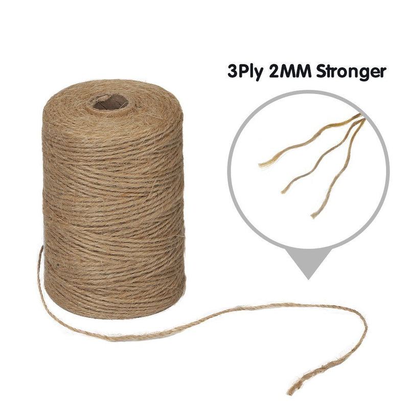  [AUSTRALIA] - Vivifying 656 Feet 2mm Jute Twine, Natural Thick Brown Twine for Garden, Gifts, Crafts 656 Feet / 1pc