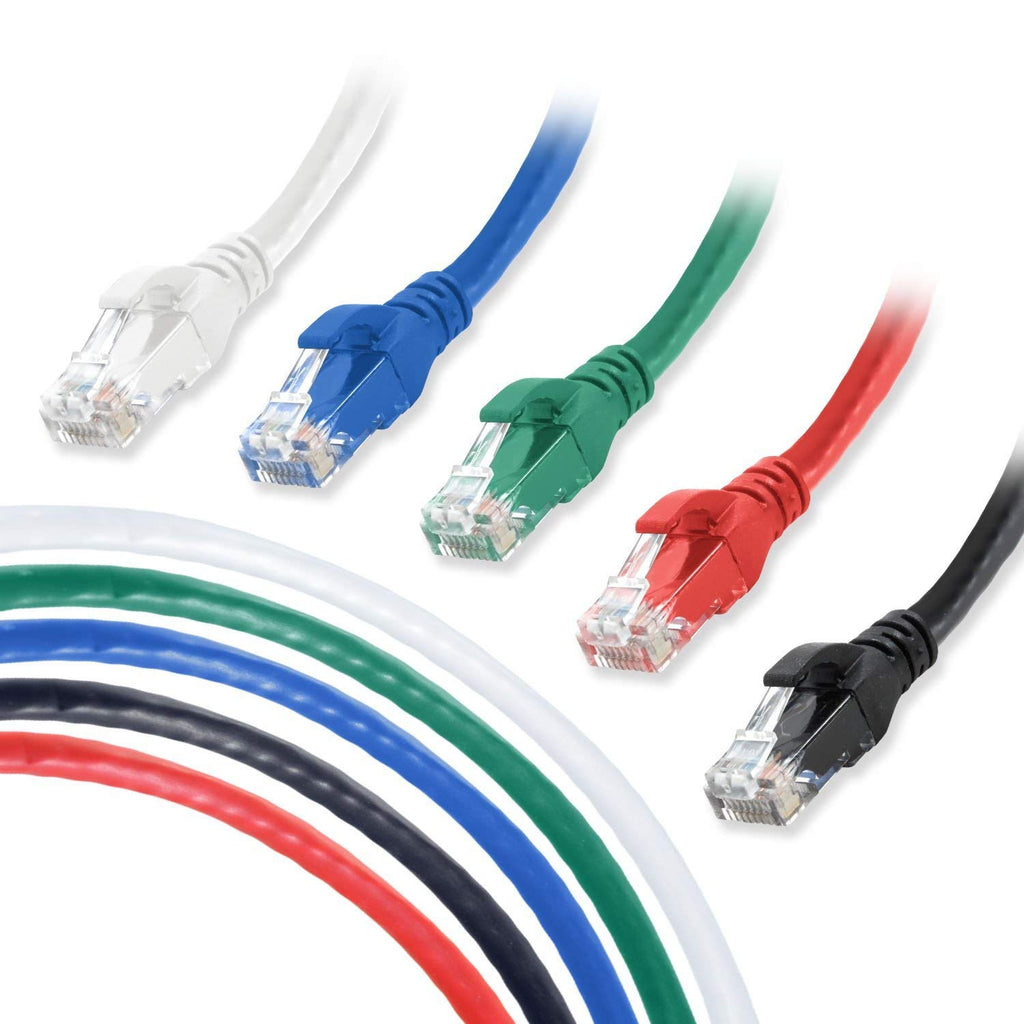  [AUSTRALIA] - DynaCable Heavy Duty Cat6 Ethernet Copper LAN Cable with Snagless RJ45 Connectors, 5 Pack/1FT, 24AWG 550MHz, UL-Listed, Up to 10 GB Max Speed - Green, Red, Blue, Black, White 5 Pack 1FT Multicolored