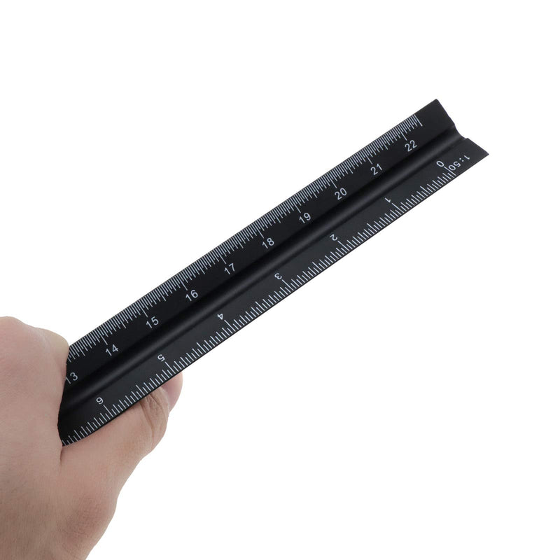 Triangular Scale Ruler 30cm Black Aluminum Alloy Metric Ruler 1:20 1:25 1:50 1:75 1:100 1:150 for Architect Drafting Engineer Measuring Tools - LeoForward Australia