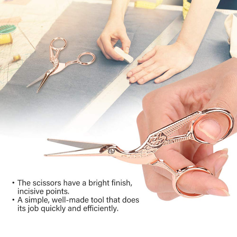  [AUSTRALIA] - HEEPDD Embroidery Scissors, Vintage Rose Gold Classic Stork Scissors Stainless Steel Tip Sewing Scissors for DIY Tailor Art Work