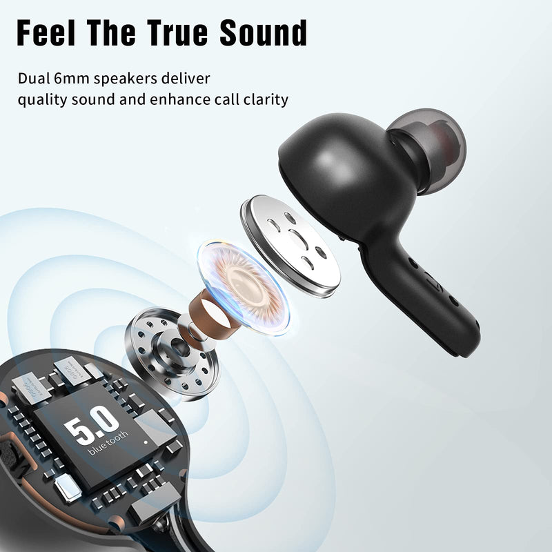  [AUSTRALIA] - True Wireless Earbuds,Lanteso TWS Bluetooth Earbuds with Mics Clear Call Touch Control Bluetooth Headphones with Bass Sound in Ear Earphones for Music,Home Office… Black