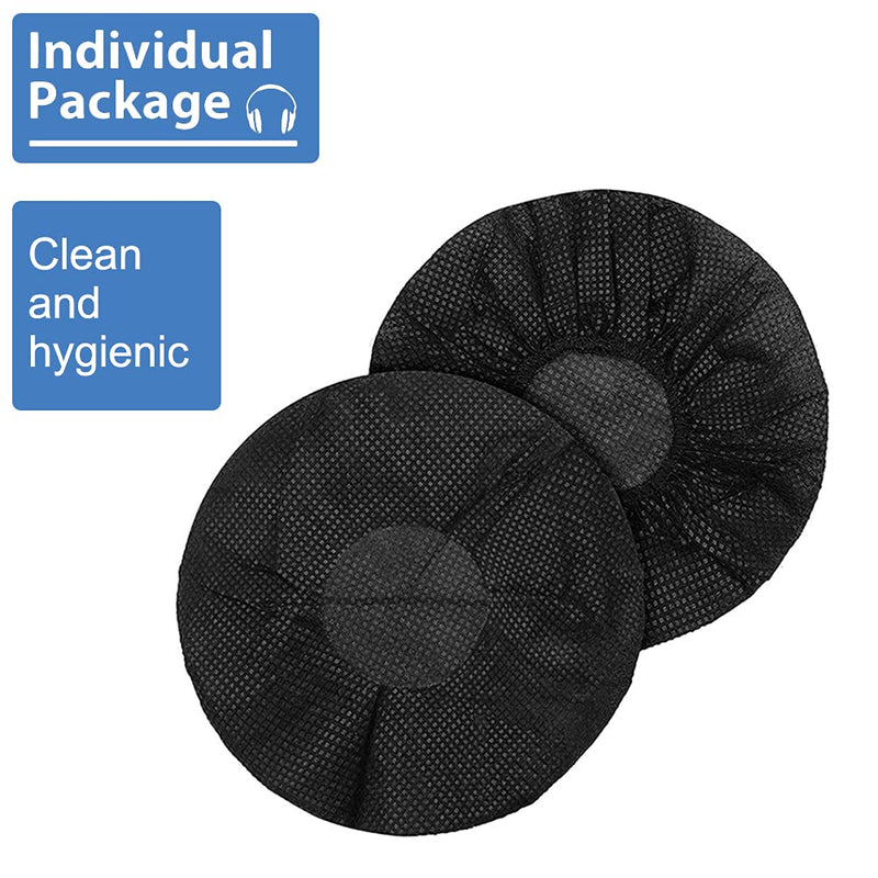  [AUSTRALIA] - Tvoip 100Pcs Black Non-Woven Sanitary Headphone Ear Cover, Disposable Super Stretch Covers Washable, for Most On Ear Headphones Earpads (11 cm/ 4.33 Inch)