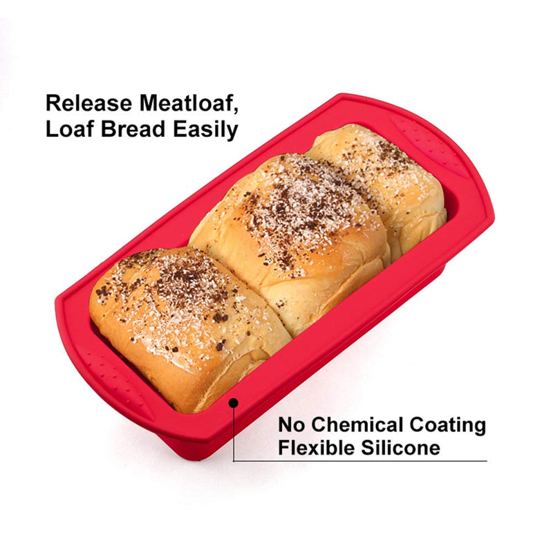  [AUSTRALIA] - 2 pack Silicone Bread and Loaf Pans - Non-Stick Silicone Baking Mold for Homemade Breads, Cakes, Meatloaf -Red