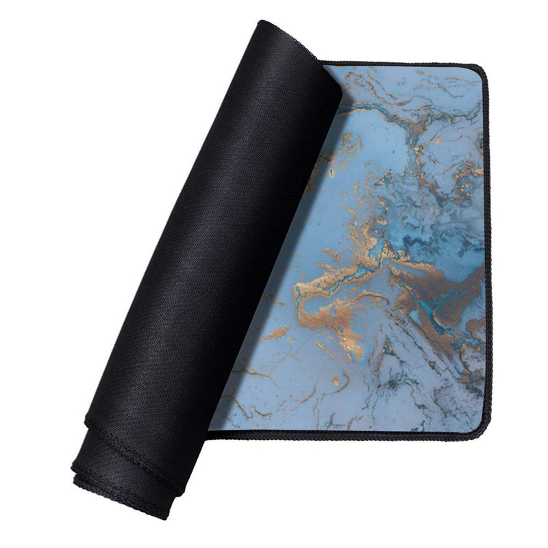 Stitched Edges Large Gaming Mouse Pad,Extended Mousepad with Non-Slip Rubber Base for Laptop Desktop Computer Keyboard Mat - Blue Marble - LeoForward Australia