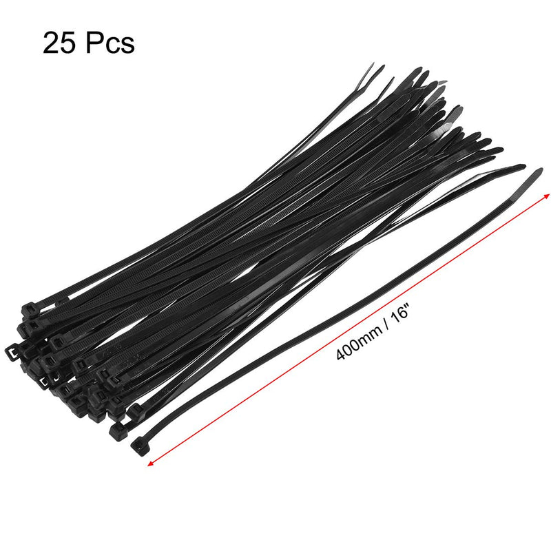  [AUSTRALIA] - uxcell Nylon Cable Ties 16 Inch Self-Locking Zip Ties 0.2 Inch Width Black 25pcs