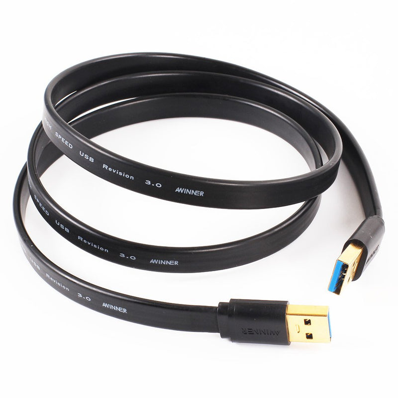 AWINNER Gold Plated Super Speed USB 3.0 A Male to A Male Cable- (1M,Flat) 1M,Flat - LeoForward Australia