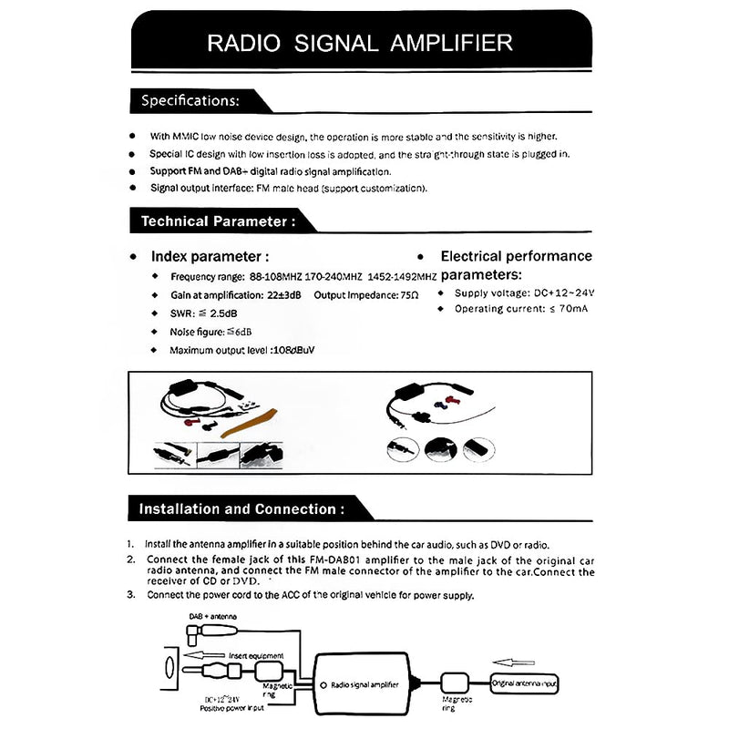  [AUSTRALIA] - 12V Car Antenna Booster 25 db - Amplify Signal & Reduce Noise AM FM Radio Antenna Amplifier for Car Stereo,Audio,Radio,Media,Head Unit Receiver