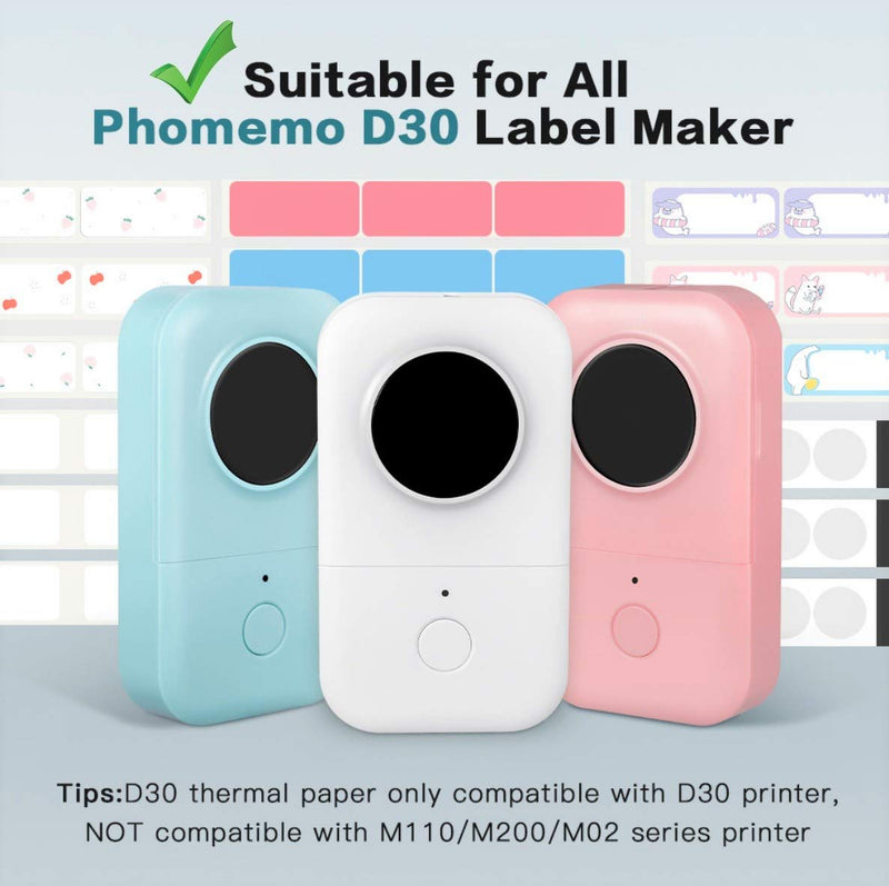  [AUSTRALIA] - Phomemo D30 Adhesive Clear Circle Label Paper 1/2" X 1" (14mm X 28mm) 220 Labels/Roll, Black on Transparent, 3 Roll