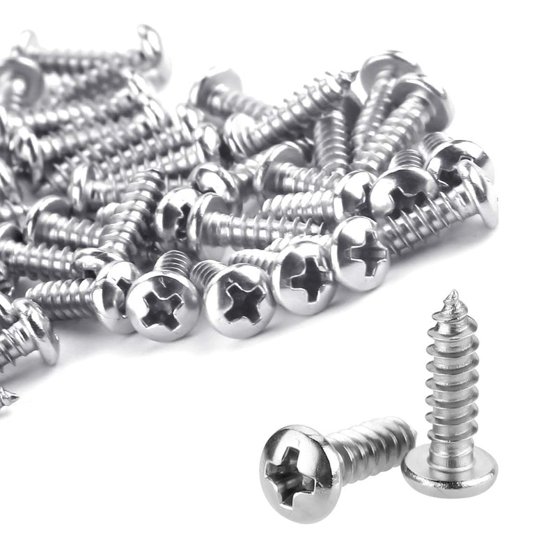 [AUSTRALIA] - LOKMAN 100 Pack 1/4 Inch Rope Light P-Style Mounting Clips with Compatible Stainless Steel Pan Head Phillips Screws 1/4 in (100+100)