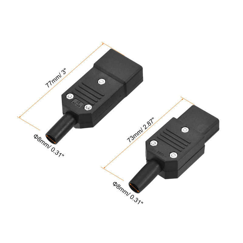  [AUSTRALIA] - uxcell 3pcs IEC320 C13, 3pcs C14, AC 250V 10A Power Adapter Connector