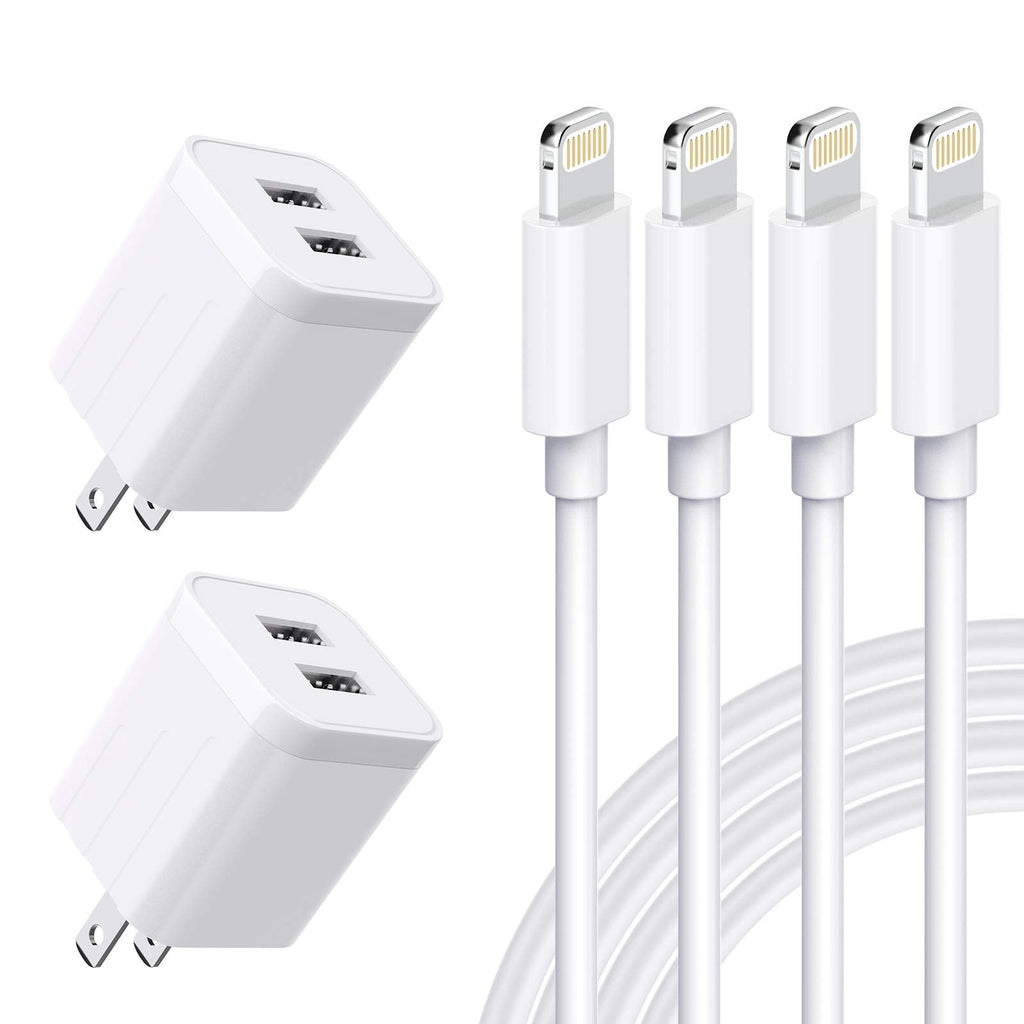  [AUSTRALIA] - USB Wall Charger, [Apple MFi Certified] iPhone Charger Lightning Cable 6FT(4PACK) Fast Charging Data Sync Cords Dual Port USB Plug Compatible with iPhone 12/mini/Pro/Max/11/Pro/Xs/XR/X/8/7/Plus