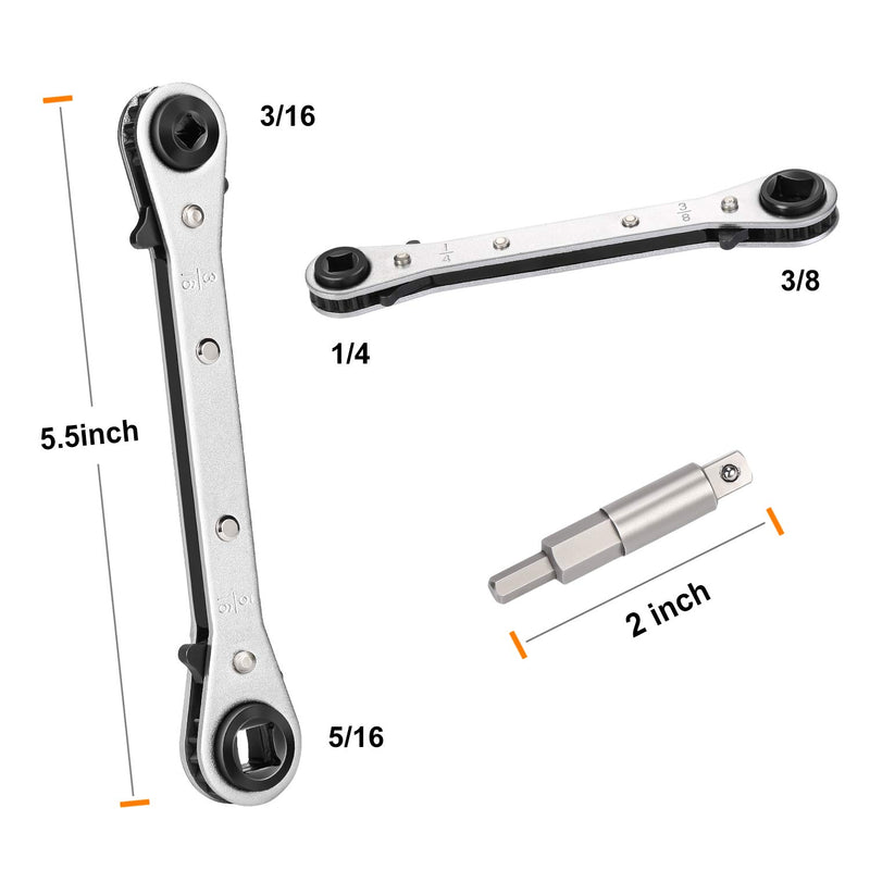  [AUSTRALIA] - Ratchet Wrench WADEO Ratcheting Service Wrench 3/8” to 1/4” with Hex Bit Adapter for Air Conditioning, Refrigeration Equipment, Equipment Repair