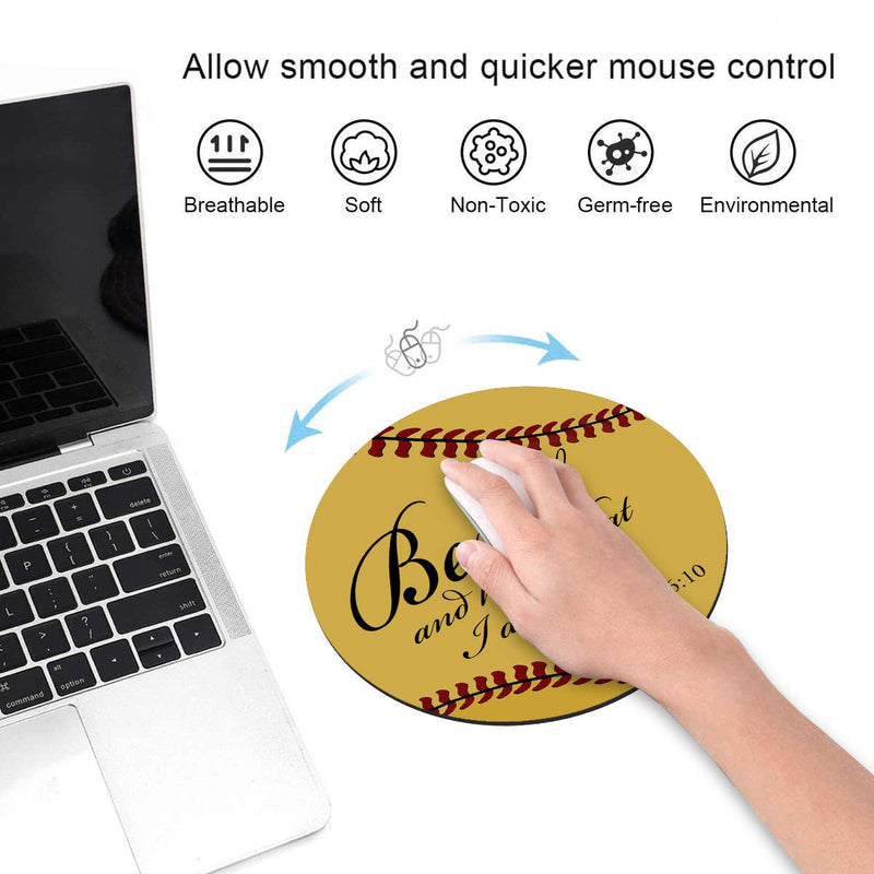 Round Mouse Pad with Coasters Set, Softball Surface Quotes Bible Verse Psalm 46:10 - Be Still and Know That I am God Design Mouse Pad, Non-Slip Rubber Base Mouse Pads for Laptop and Computer - LeoForward Australia