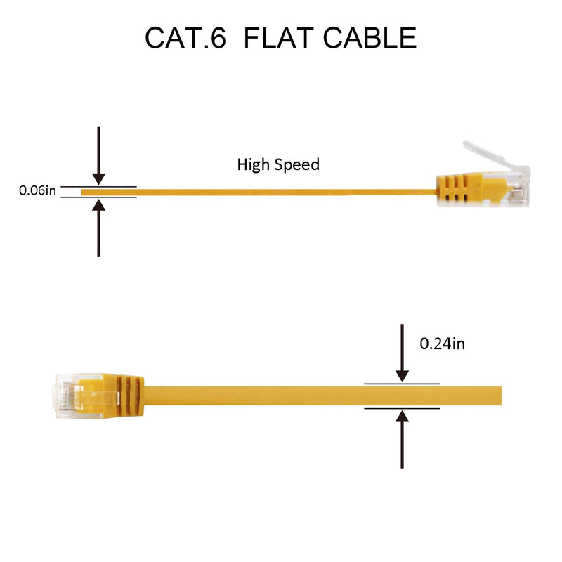  [AUSTRALIA] - Cat6 Ethernet Patch Cable Short, Ancable 6-Pack 6 Inch Flat Ethernet Cable, Computer LAN Cable with Snagless RJ45 Connectors (Yellow) Yellow