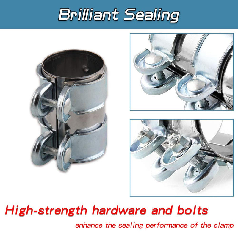 Ruien 2 inch Hardware Exhaust Clamp, Lap Joint+Bolts Band Flanges Clamp Stainless Steel Universal Compatible with Muffler Downpipe Catback Pipe Connector - LeoForward Australia