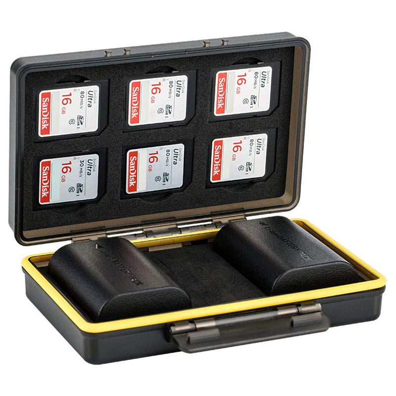  [AUSTRALIA] - SD Card Holder & Camera Battery Case 2in1 Storage Box for 6 SD SDHC SDXC Memory Cards + 2 Canon LP-E6 LP-E6N Batteries on EOS R 5D Mark IV III II 5DM4 5DM3 5DM2 5Ds 5DsR 6D 6DM2 7D 7DM2 80D 70D 60D for 6 SD + 2 Camera Batteries(Canon LP-E6)