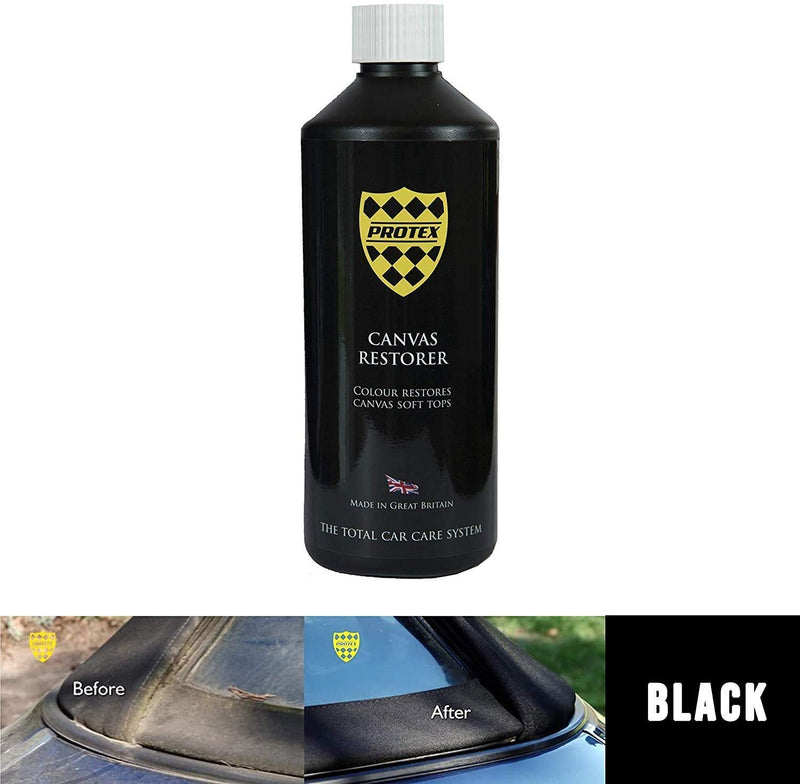 Protex World Convertible Soft Top Canvas Restorer (Black) 500 Milliliter - Color Restores Like New 500ml - LeoForward Australia