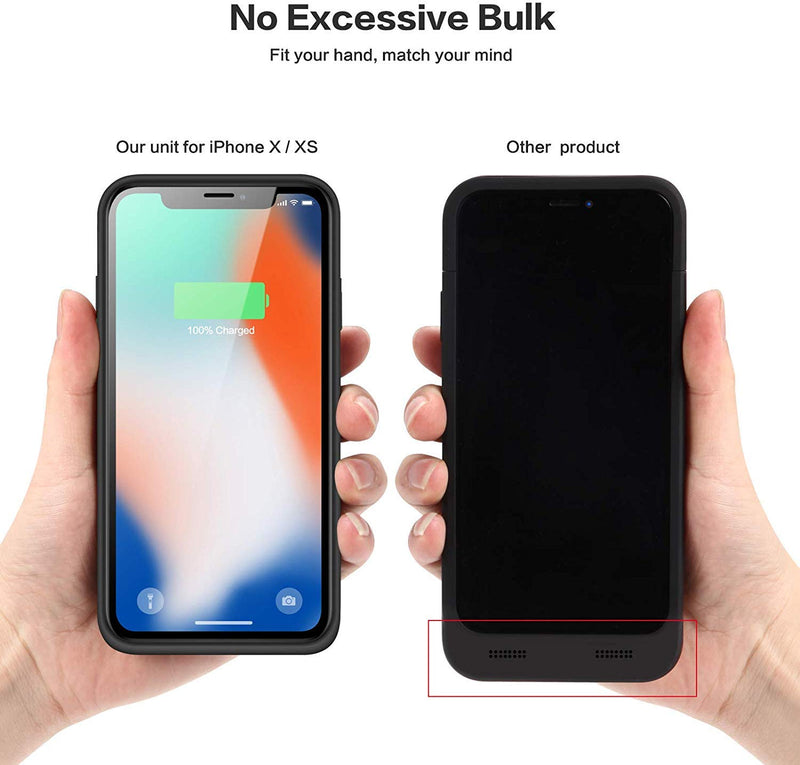  [AUSTRALIA] - Battery Case for iPhone XS/X/10, Rechargeable 6500mAh Portable Charging Case Extended Battery Pack Cover Power Bank Charger Case for iPhone Xs/X[5.8 inch]-Black Black