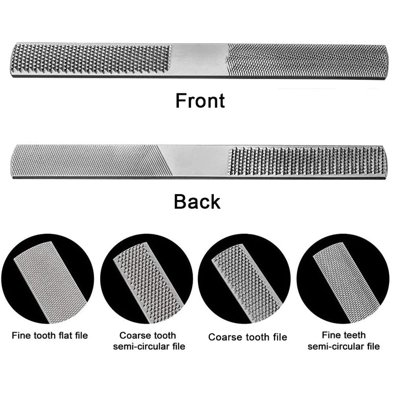  [AUSTRALIA] - Wood Rasp File 4 Way Hand File and Round Rasp, Half Round Flat & Needle Files Wood Rasp Set for Sharping Wood and Metal Tools