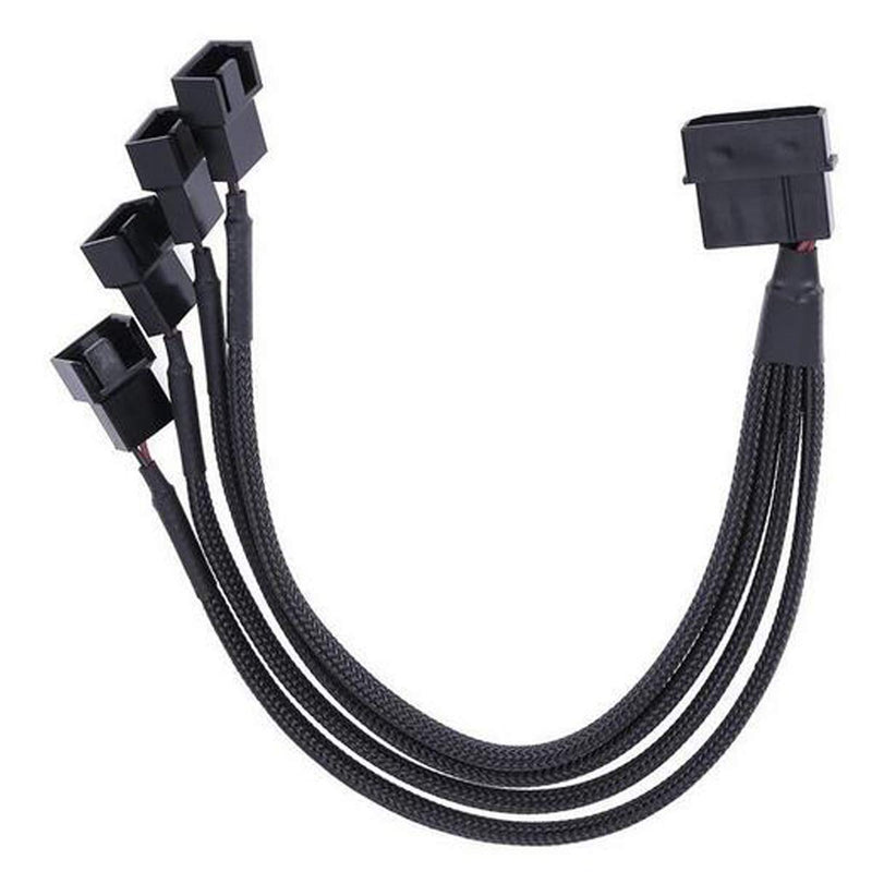 [AUSTRALIA] - 4-Pin (Actral 2-Pin) Molex to 4 x 3 Pin / 4 Pin PMW 12V PC Case Fan Power Adapter Cable, 3-Pin or 4-Pin (PWM Connector) to Molex Computer Cooler Cooling Fan Splitter Y Power Cable 1-Pack
