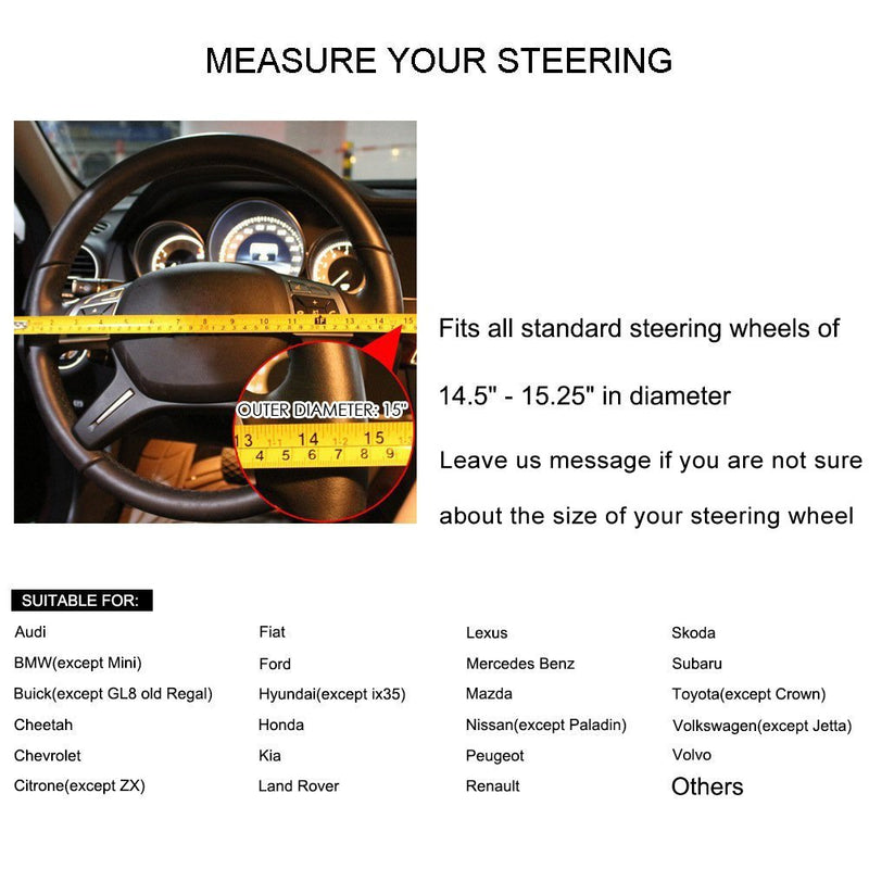  [AUSTRALIA] - SEG Direct Black Microfiber Leather Auto Car Steering Wheel Cover Universal 15 inch Standard size[14 1/2''-15''] Black color