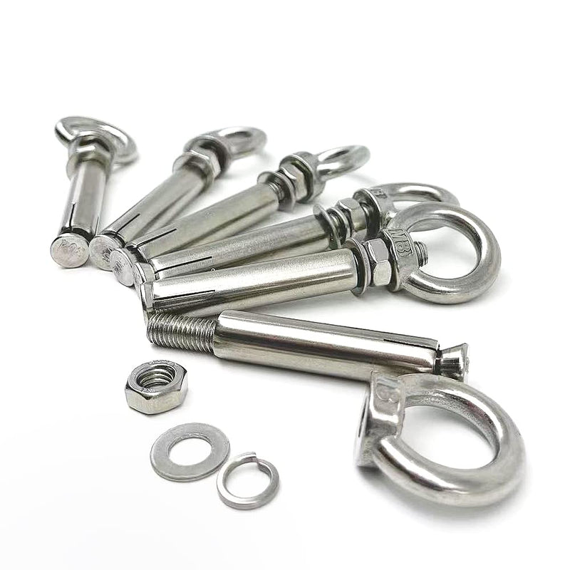  [AUSTRALIA] - 6Pack 304 Stainless Steel Expansion Bolt M6x80mm with Eyebolt Fastener Wall Concrete Brick Expansion Screw Closed Hook Anchor Bolt M6x80