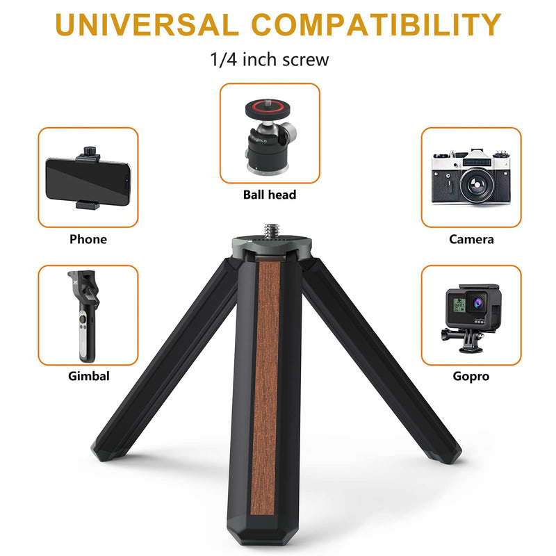 [AUSTRALIA] - POYINCO Mini Tabletop Tripod Portable iPhone Tripod 1/4"-20 Mounting Screw and Folding feet, Fits for Selfie Stick, Zhiyun, Osmo and All Camera Perfect for Photography Vlogging and YouTube.(Black)