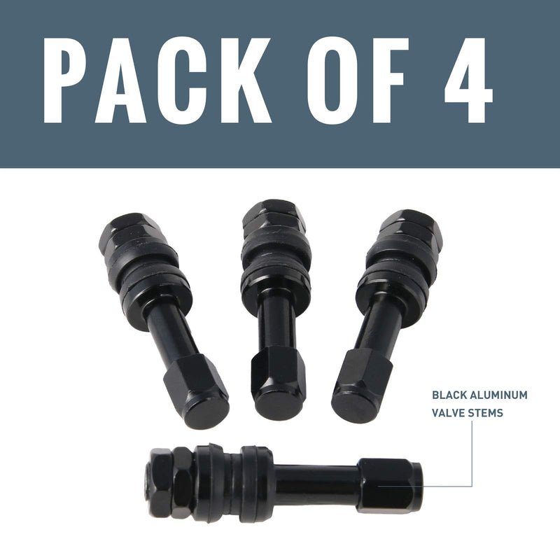 RockTrix - Black Aluminum Valve Stems - 2 inch (50mm) Length - Bolt In Style (Pack of 4) - LeoForward Australia